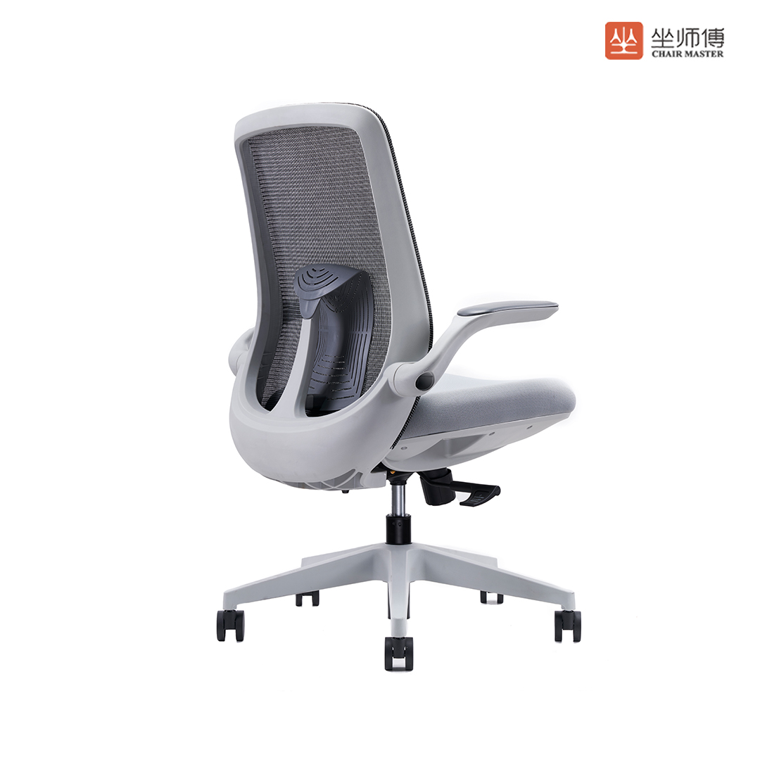 Q201B GREY FRAME LOW BACK STAFF CHAIR (4)