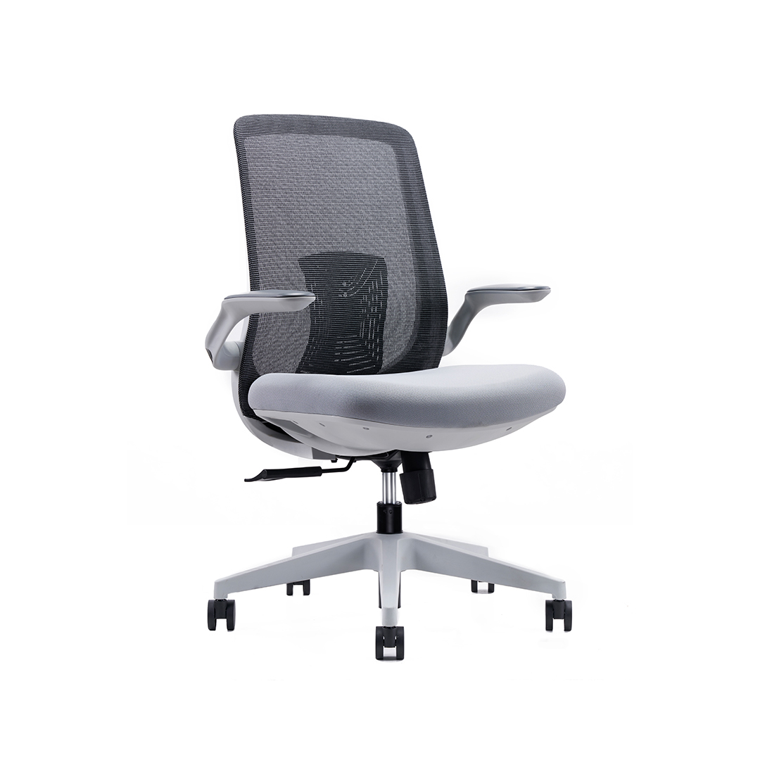 Q201B GREY FRAME LOW BACK STAFF CHAIR (2)